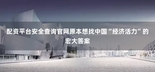 配资平台安全查询官网原本想找中国“经济活力”的宏大答案